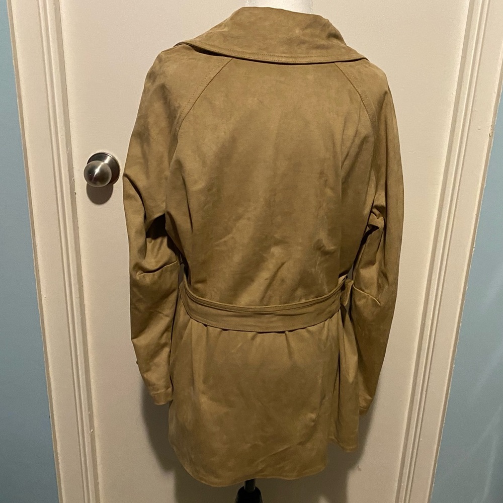 ZARA BEAUTIFUL TAN SUEDE TEXTURED SHORT TRENCH - Picture 7 of 16